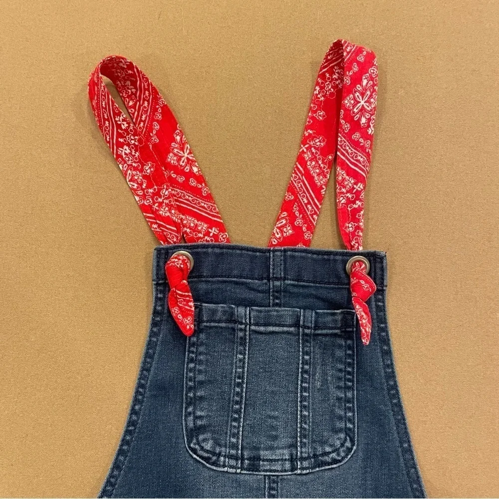 Girl’s Justice Denim Overall Skirt with Red Bandana Straps Size 10